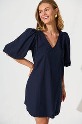 Navy Cotton Ashlynn Dress